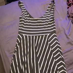 Army green/white striped dress